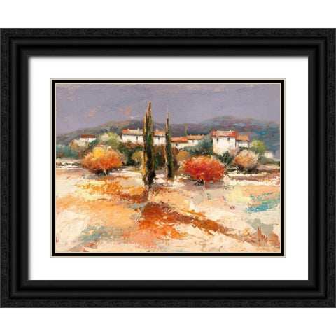Borgo nel sole Black Ornate Wood Framed Art Print with Double Matting by Florio, Luigi