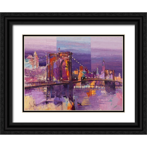 Brooklyn Bridge Black Ornate Wood Framed Art Print with Double Matting by Florio, Luigi