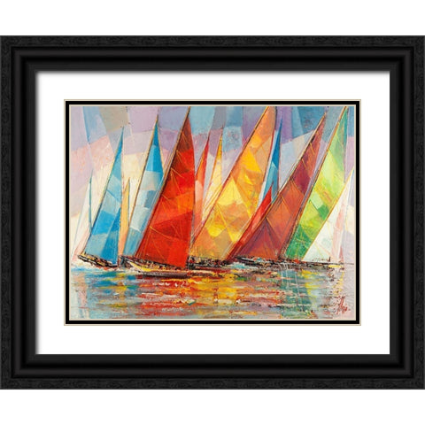 Regata estiva Black Ornate Wood Framed Art Print with Double Matting by Florio, Luigi