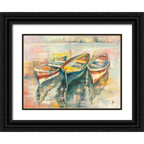 Barche allormeggio Black Ornate Wood Framed Art Print with Double Matting by Florio, Luigi