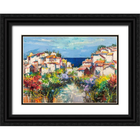 Borgo sul mare (detail) Black Ornate Wood Framed Art Print with Double Matting by Florio, Luigi