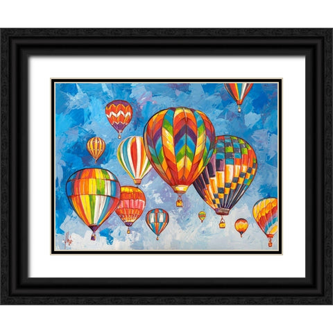 Parata di mongolfiere Black Ornate Wood Framed Art Print with Double Matting by Florio, Luigi