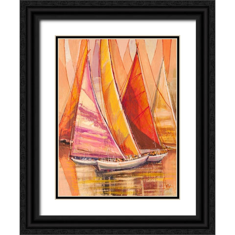 Vele nel sole Black Ornate Wood Framed Art Print with Double Matting by Florio, Luigi