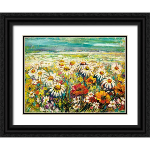 Margherite sotto un cielo turchese Black Ornate Wood Framed Art Print with Double Matting by Florio, Luigi