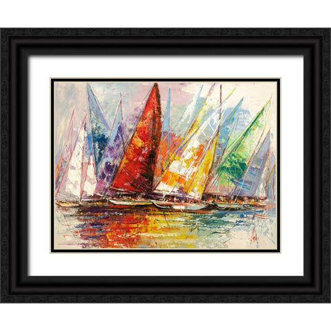 Caleidoscopio di vele Black Ornate Wood Framed Art Print with Double Matting by Florio, Luigi