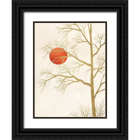 Red Sunset Black Ornate Wood Framed Art Print with Double Matting by Miko, Sayaka