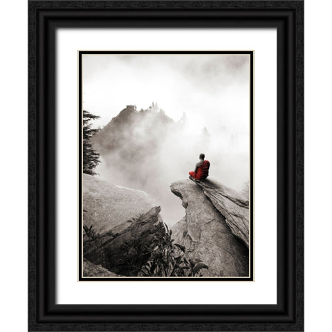 Contemplate Black Ornate Wood Framed Art Print with Double Matting by Moreau, Marc