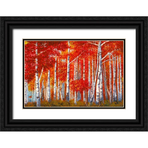 Bosco di betulle Black Ornate Wood Framed Art Print with Double Matting by Masera, Angelo