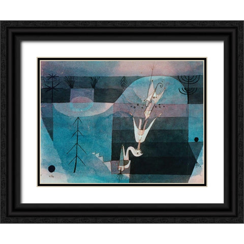 Wallflower (detail) Black Ornate Wood Framed Art Print with Double Matting by Klee, Paul
