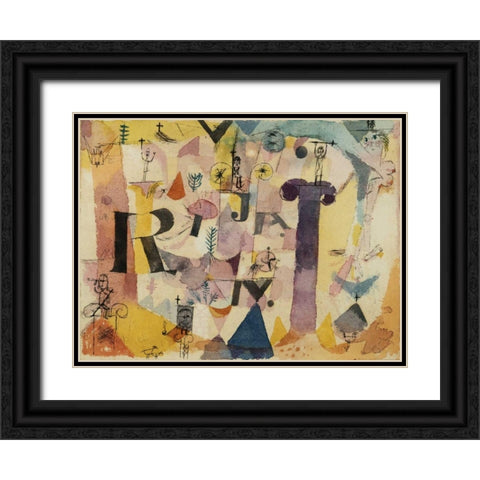 Stylish Ruins (detail) Black Ornate Wood Framed Art Print with Double Matting by Klee, Paul