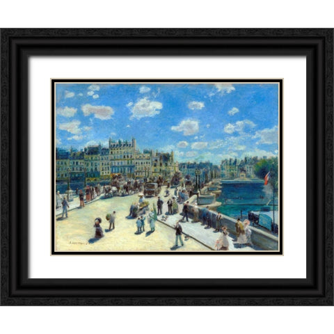 Pont Neuf Paris Black Ornate Wood Framed Art Print with Double Matting by Renoir, Pierre-Auguste