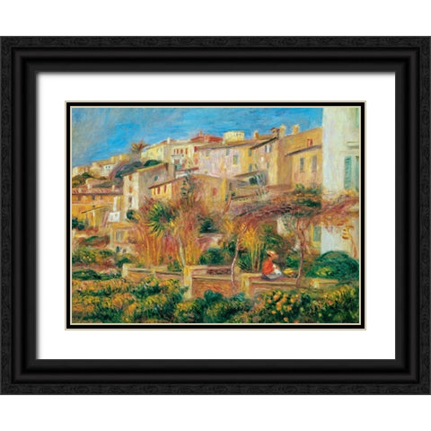 Terrace a Cagnes sur Mer Black Ornate Wood Framed Art Print with Double Matting by Renoir, Pierre-Auguste