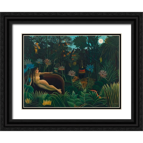 The Dream  Black Ornate Wood Framed Art Print with Double Matting by Rousseau, Henri