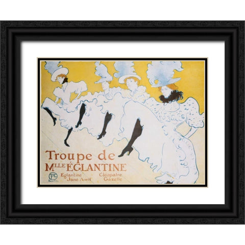The Troup of Madame Eglantine Black Ornate Wood Framed Art Print with Double Matting by de Toulouse-Lautrec, Henri