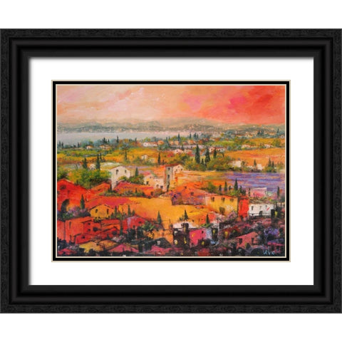 Villaggio delle praterie Black Ornate Wood Framed Art Print with Double Matting by Marzari, Tebo