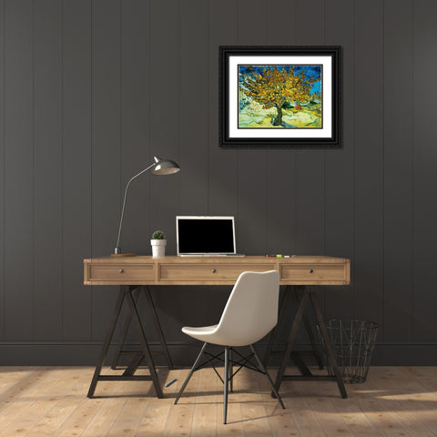 Mulberry Tree Black Ornate Wood Framed Art Print with Double Matting by Van Gogh, Vincent