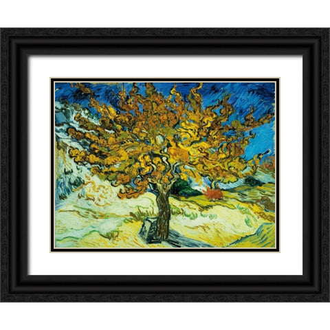 Mulberry Tree Black Ornate Wood Framed Art Print with Double Matting by Van Gogh, Vincent
