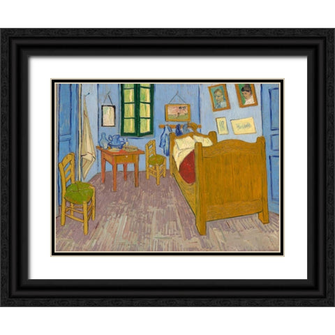 Van Goghs Bedroom at Arles Black Ornate Wood Framed Art Print with Double Matting by Van Gogh, Vincent