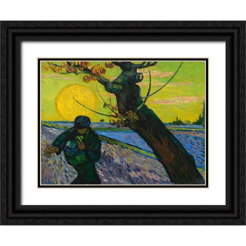 The sower Black Ornate Wood Framed Art Print with Double Matting by van Gogh, Vincent