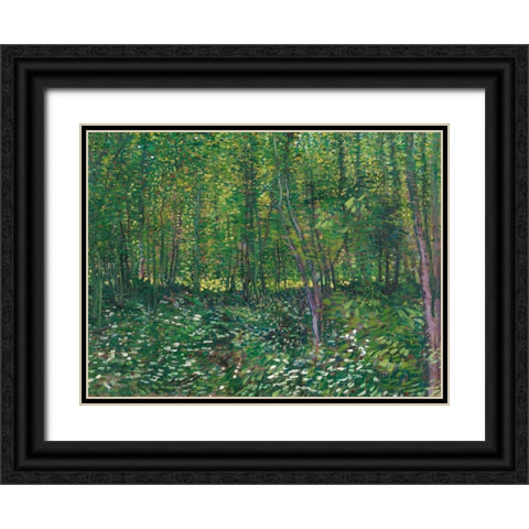 Trees and undergrowth Black Ornate Wood Framed Art Print with Double Matting by van Gogh, Vincent