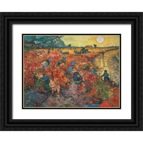 The red Vineyard at Arles Black Ornate Wood Framed Art Print with Double Matting by Van gogh, Vincent