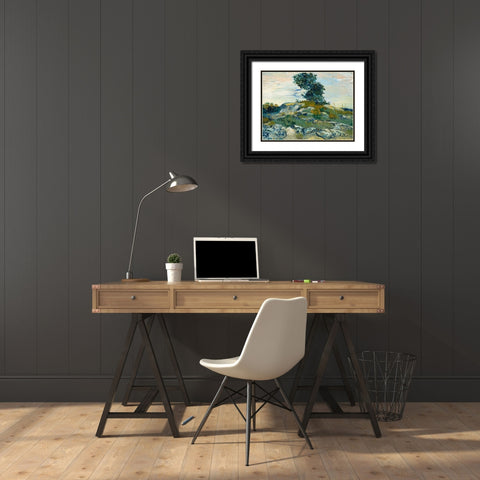 The Rocks Black Ornate Wood Framed Art Print with Double Matting by van Gogh, Vincent