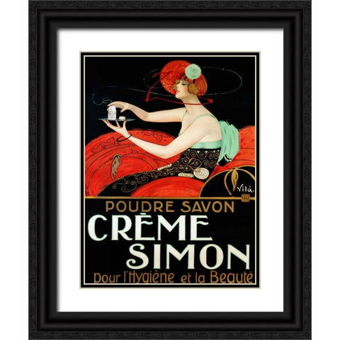 Creme Simon ca. 1925 Black Ornate Wood Framed Art Print with Double Matting by Vila