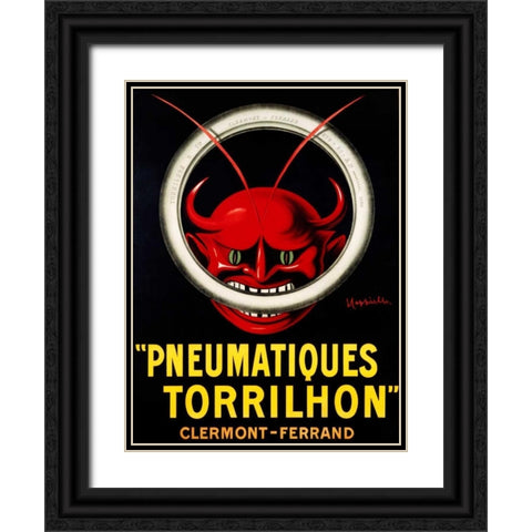 Pneumatiques Torrilhon Black Ornate Wood Framed Art Print with Double Matting by Cappiello, Leonetto