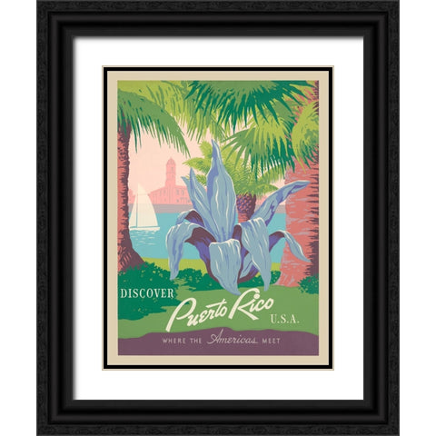 Visit Puerto Rico, 1940 Black Ornate Wood Framed Art Print with Double Matting by Anonymous