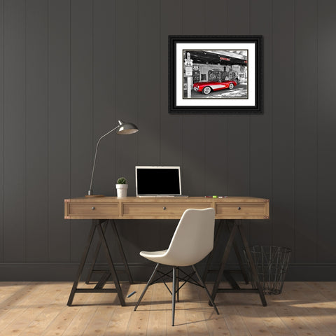 Red Corvette Black Ornate Wood Framed Art Print with Double Matting by Ratsenskiy, Vadim
