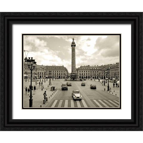 Place Vendome Paris Black Ornate Wood Framed Art Print with Double Matting by Ratsenskiy, Vadim