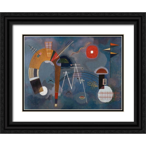 Round and Pointed Black Ornate Wood Framed Art Print with Double Matting by Kandinsky, Wassily