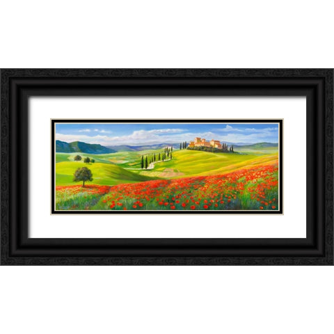 Verso il borgo in Toscana Black Ornate Wood Framed Art Print with Double Matting by Galasso, Adriano