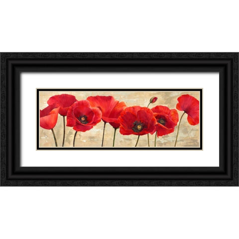 Red Poppies Black Ornate Wood Framed Art Print with Double Matting by Ann, Cynthia