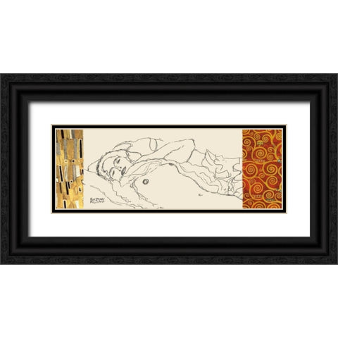 Deco Woman I Black Ornate Wood Framed Art Print with Double Matting by Klimt, Gustav