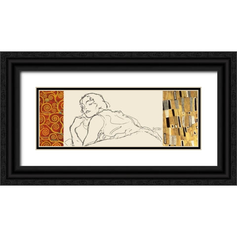 Deco Woman II Black Ornate Wood Framed Art Print with Double Matting by Klimt, Gustav