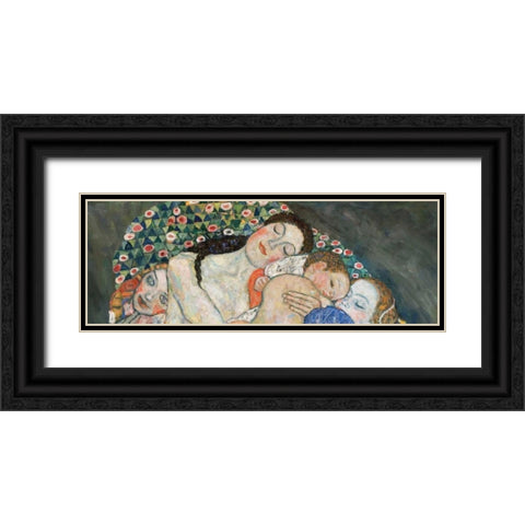 Death and Life Black Ornate Wood Framed Art Print with Double Matting by Klimt, Gustav