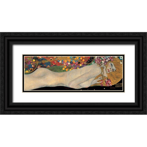 Sea Serpents II Black Ornate Wood Framed Art Print with Double Matting by Klimt, Gustav
