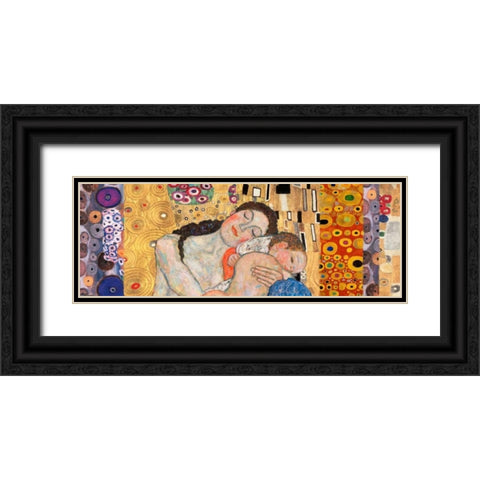 Deco Panel-Death and Life Black Ornate Wood Framed Art Print with Double Matting by Klimt, Gustav