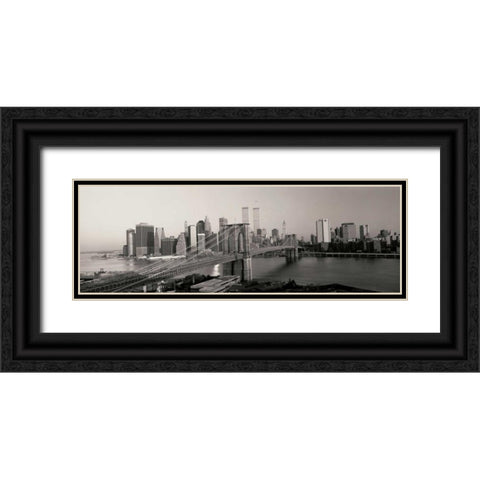 Brooklyn Bridge and Manhattan at Sunrise Black Ornate Wood Framed Art Print with Double Matting by Sohm, Joseph