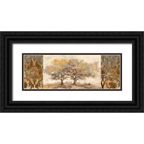 Golden trees Black Ornate Wood Framed Art Print with Double Matting by Lucas
