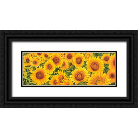 Field of Sunflowers Black Ornate Wood Framed Art Print with Double Matting by Villa, Luca