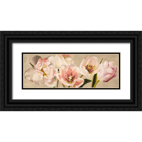 White Flowers Black Ornate Wood Framed Art Print with Double Matting by Villa, Luca