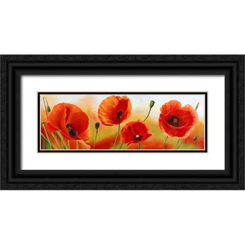 Poppies in the wind Black Ornate Wood Framed Art Print with Double Matting by Villa, Luca