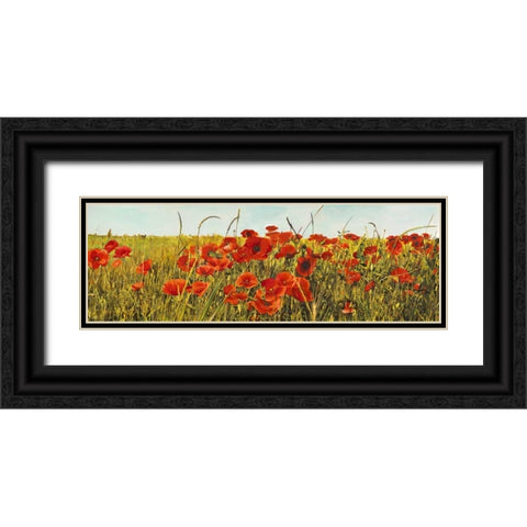 Poppy Field Black Ornate Wood Framed Art Print with Double Matting by Villa, Luca