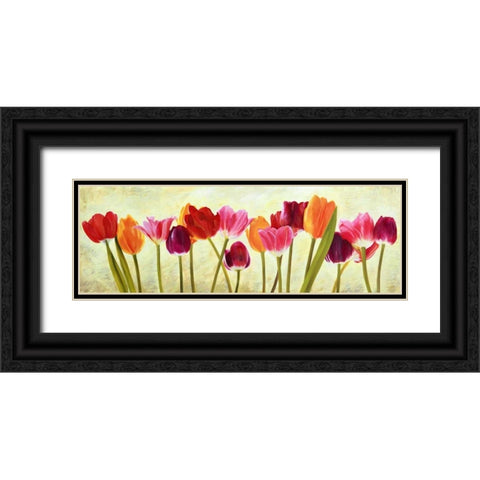 Tulip parade Black Ornate Wood Framed Art Print with Double Matting by Villa, Luca