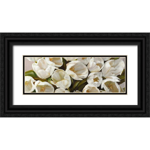 Tulipani bianchi Black Ornate Wood Framed Art Print with Double Matting by Sanna, Leonardo