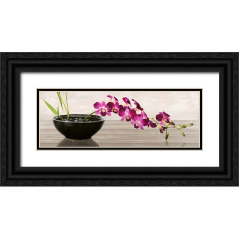 Orchid Arrangement Black Ornate Wood Framed Art Print with Double Matting by Mills, Shin