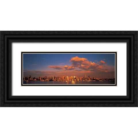 Midtown Manhattan Skyline NYC Black Ornate Wood Framed Art Print with Double Matting by Berenholtz, Richard