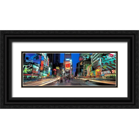 Times Square facing North NYC Black Ornate Wood Framed Art Print with Double Matting by Berenholtz, Richard